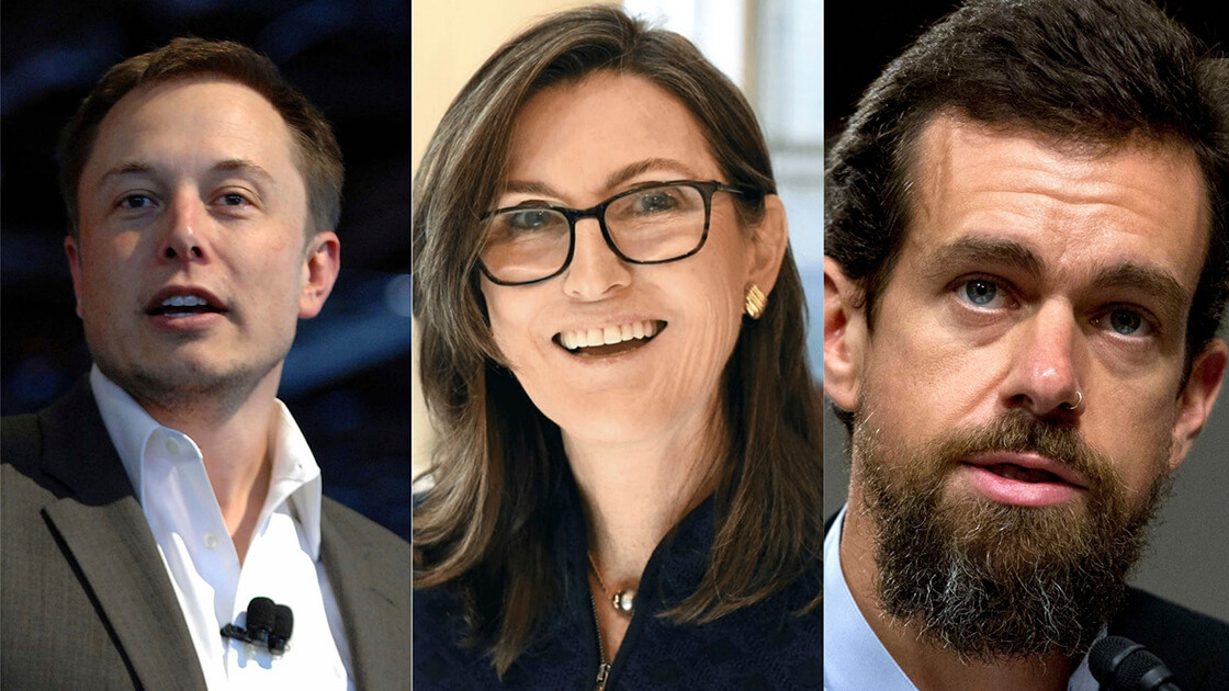 Elon Musk, Jack Dorsey, Cathie Wood               